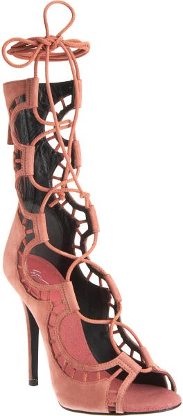 Giuseppe Zanotti Laceup Scalloped Sandal in Pink (rose) - Lyst