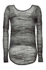 Helmut Lang Charcoal Sheer Knit Top