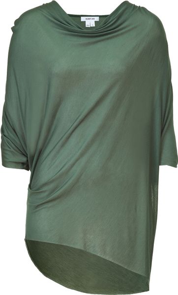 Helmut Lang Pebble Green Draped Top in Green - Lyst