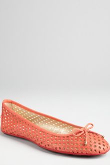 Jimmy Choo Coral Perforated Leather Walsh Bow Embellished Flats - Lyst