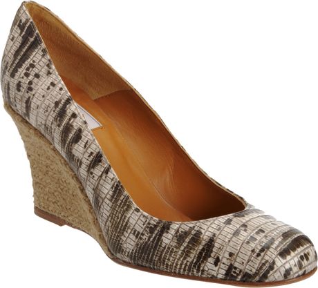 Lanvin Lizard Print Espadrille Wedge in Animal (black) - Lyst