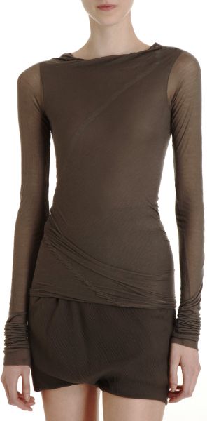 Rick Owens Ruched Boatneck Top - Lyst
