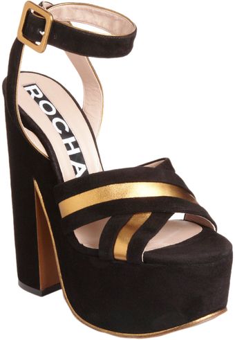 Rochas Metallic Trim Platform Sandal - Lyst