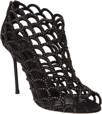 Sergio Rossi Crystal Cutout Shoe Booties - Lyst