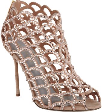 Sergio Rossi Crystal Cutout Shoe Booties - Lyst