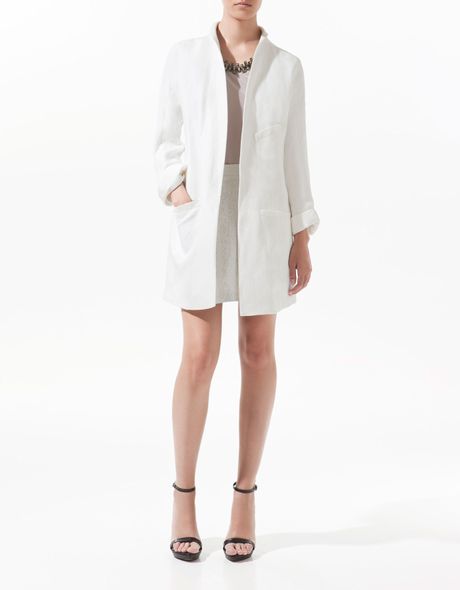 Zara Oversized Linen Coat in White