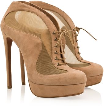 Alaïa Mesh Cutout Lace Up Booties - Lyst