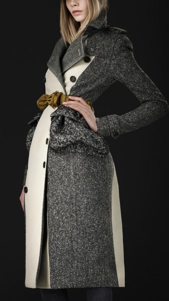 Burberry Prorsum Cotton Tweed Trench Coat - Lyst