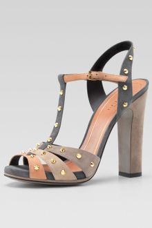 Gucci Studded Suede Sandal - Lyst
