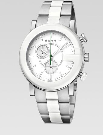 Gucci Ceramic Accented Stainless Steel Chronograph Watch - Lyst