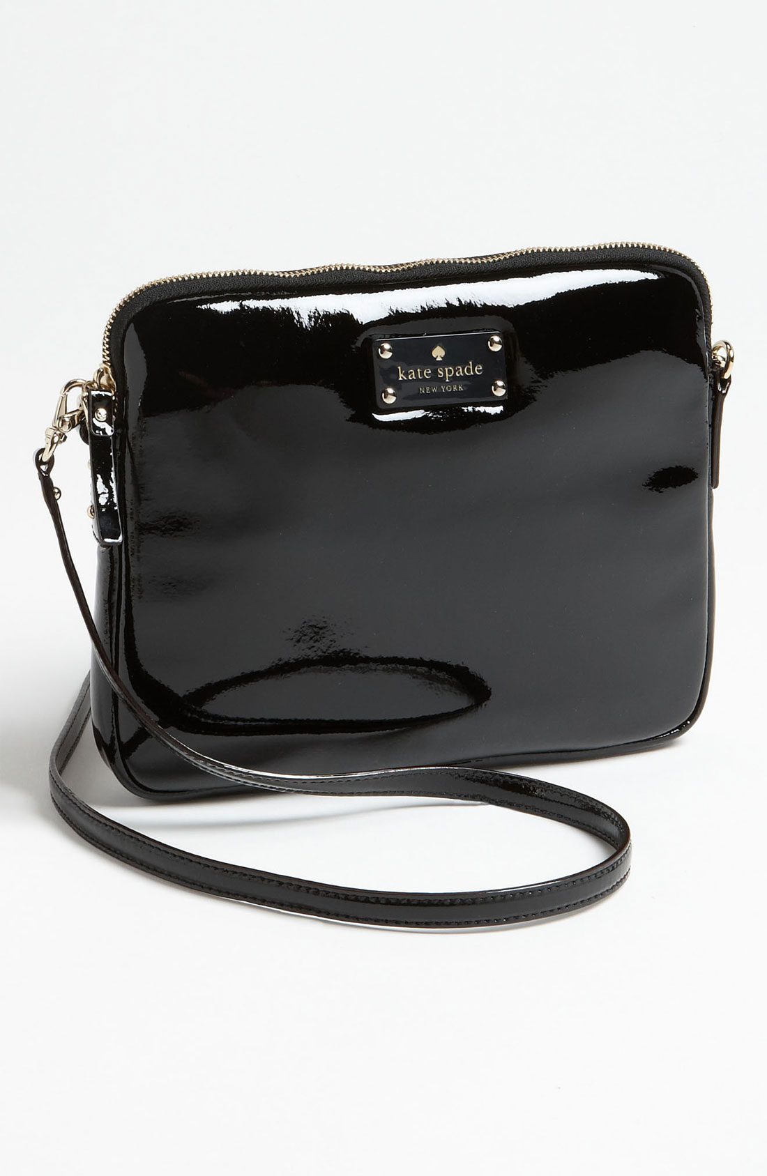 Kate Spade Bryce Flicker Patent Leather Ipad Crossbody Bag in Black