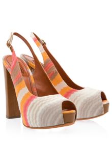 Missoni Thick Heel Slingback Peeptoes - Lyst