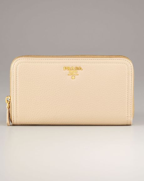 Prada Rectangular Ziparound Wallet in Beige (light camel) - Lyst