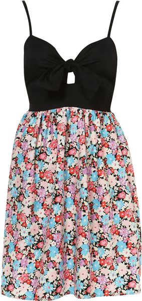 Topshop Tie Front Babydoll Dress By Annie Greenabelle - Lyst