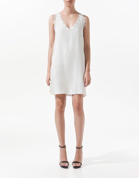 Zara Studded Lace Dress in White