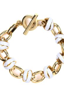 Anne Klein Gold Tone Ivory Enamel Circle Link Toggle Bracelet - Lyst