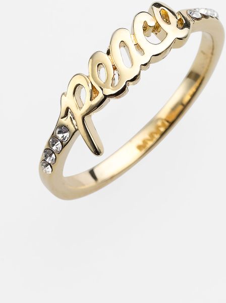 Ariella Collection Messages Peace Script Ring in Gold (peace- gold) - Lyst