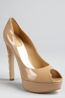 Dior Beige Patent Leather Cannage Heel Platform Heels - Lyst