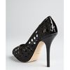 Dior Black Patent Cannage Mesh Leather Peep Toe Pumps in Black - Lyst