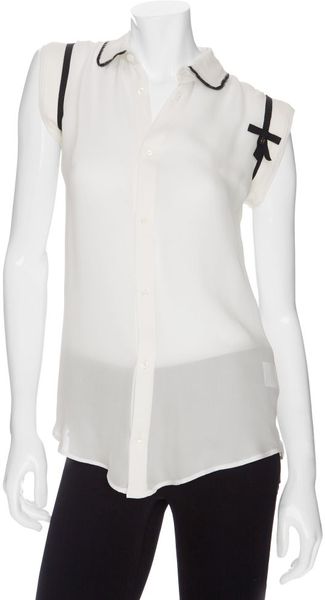 DSquared2 Black Trim Sleeveless Blouse - Lyst
