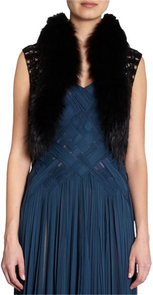 J. Mendel Fur Collar Vest in Black - Lyst