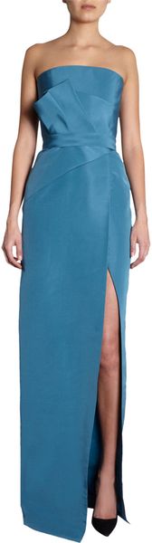J. Mendel Strapless Origami Gown in Blue (teal) - Lyst