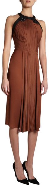 J. Mendel Pleated Halter Dress - Lyst