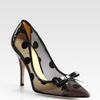 Kate Spade Polkadot Patent Leather Mesh and Velour Point Toe Pumps in Black - Lyst