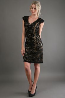 Sue Wong Short Sleeve Beaded Dress - Lyst