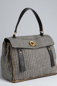 Yves Saint Laurent Black and White Hounds Tooth Wool Muse Two Satchel - Lyst