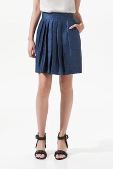 Zara Pleated Linen Skirt - Lyst