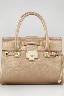 Jimmy Choo Glitter Rosalie Satchel Gold - Lyst