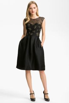 Lela Rose Embroidered Bodice Dress - Lyst