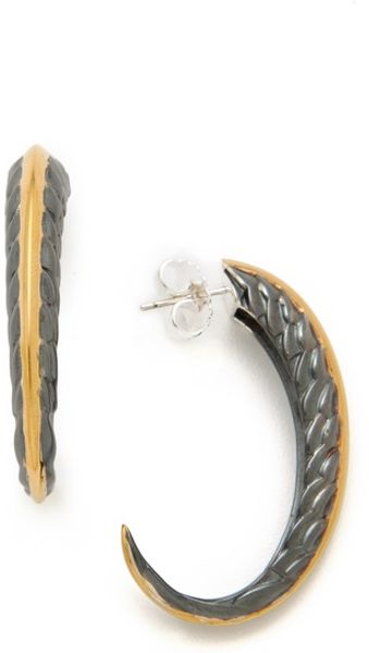 Elizabeth And James Feather Large Hoop Earrings in Silver - Lyst