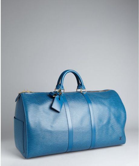 Louis Vuitton Blue Epi Leather Keepall Vintage Duffel in Blue | Lyst