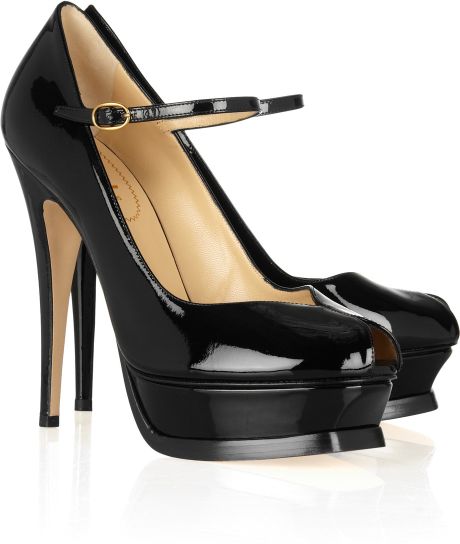 Yves Saint Laurent Tribute Patentleather Mary Jane Pumps in Black - Lyst