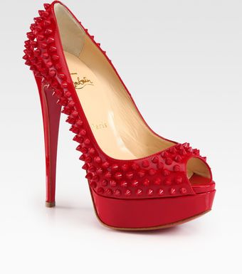 Christian Louboutin Studded Patent Leather Platform Pumps - Lyst