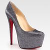 Christian Louboutin Glittercoated Platform Pumps in Silver - Lyst