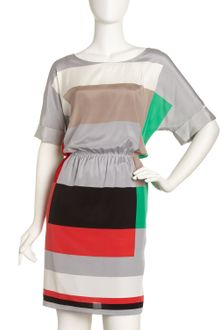 DKNY Colorblock Gathered Waist Dress - Lyst