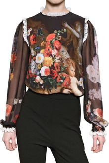 Dolce & Gabbana Printed Crepe De Chine Shirt - Lyst