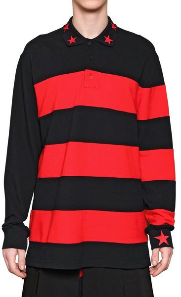 Givenchy Star Collar Cotton Piquet Oversized Polo in Black for Men - Lyst