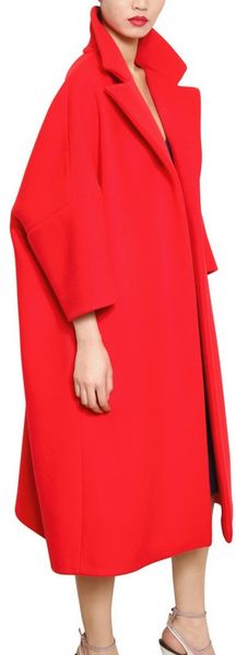 Jil Sander Wool Cashmere Soft Melton Coat in Red - Lyst