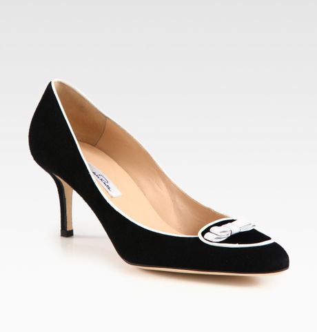 Oscar De La Renta Draper Suede Bow Pumps in Black - Lyst