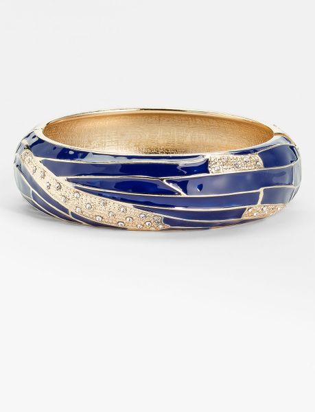 Sequin Large Insect Wing Enamel Bangle in Blue (navy/ gold) - Lyst
