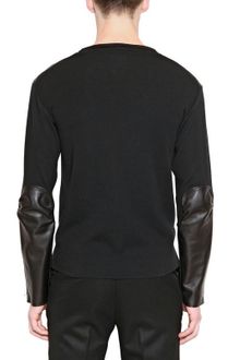 Yves Saint Laurent Nappa Leather Silk Jersey Sweater - Lyst