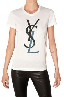 Yves Saint Laurent Logo Printed Cotton Jersey T-shirt - Lyst