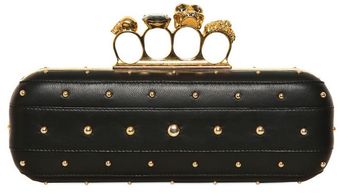 Alexander McQueen Knucklebox Studded Nappa Leather Clutch - Lyst