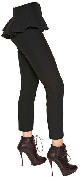 Alexander McQueen Peplum Viscose Leaf Crepe Trousers - Lyst