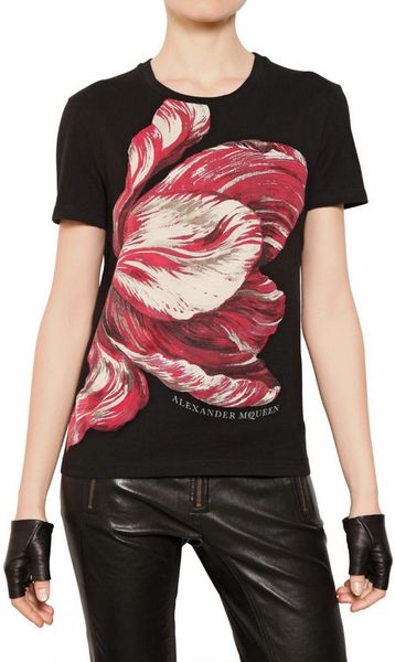 Alexander Mcqueen Tulip Print Cotton Jersey T-shirt in ...