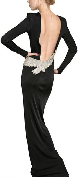Balmain Eagle Embroidery Viscose Jersey Dress - Lyst
